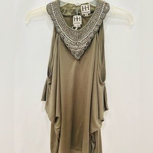 💖  S OLD 💖 Haute Hippie Halter Top with Crystals Neckline.